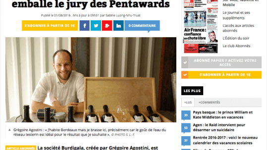 Article Sud Ouest burdigala 1 aout 2016